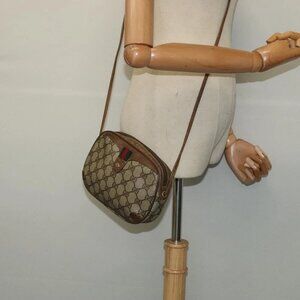 GUCCI GG Supreme Web Sherry Line Bag PVC Beige Gold